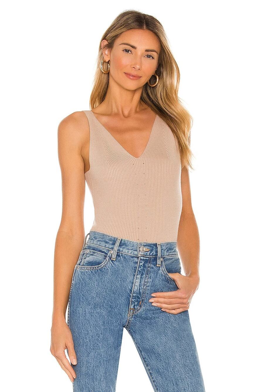 Amuse Society Amita Ribbed Knit Tank Top Preppy Minimal Casual Layering M